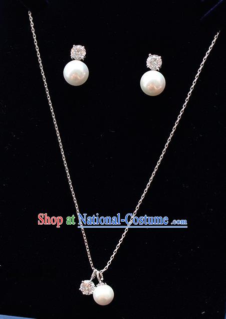 Top Grade Handmade Wedding Bride Necklace and Earrings, Traditional Princess Baroque Pearl Wedding Accessories for Women