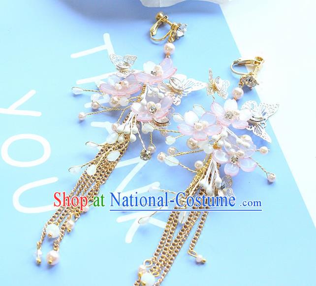 Top Grade Handmade Wedding Bride Earrings, Traditional Princess Baroque Flowers Tassel Wedding Accessories Eardrop for Women