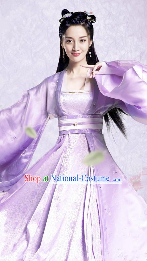 Traditional Ancient Chinese Northern and Southern Dynasties Imperial Princess Costume, The Entangled Life of Qingluo Young Lady Dress Clothing and Headpiece Complete Set