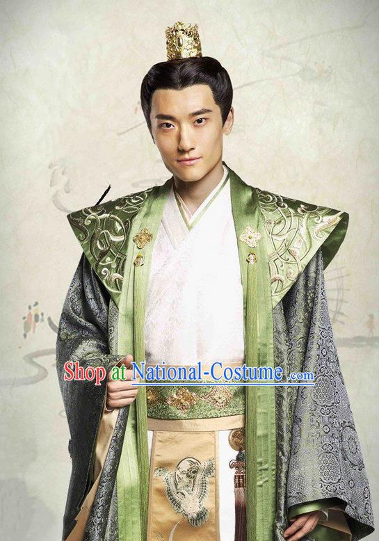 Traditional Ancient Chinese Northern and Southern Dynasties Nobility Childe Costume, The Entangled Life of Qingluo Royal Highness Robe Hanfu Clothing and Headpiece Complete Set