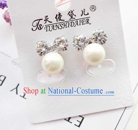 Top Grade Handmade Wedding Bride Accessories Earrings, Traditional Princess Wedding Pearl Crystal Eardrop for Women