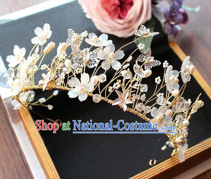 Top Grade Handmade Wedding Bride Hair Accessories Love of Butterfly Crown, Traditional Baroque Princess Crystal Royal Crown Wedding Headpiece for Women