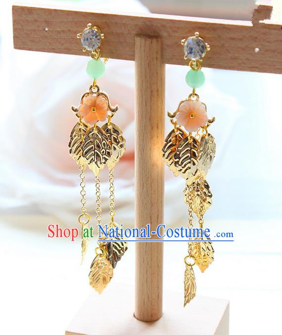 Top Grade Handmade Wedding Bride Accessories Earrings, Traditional Princess Wedding Long Tassel Flower Eardrop for Women