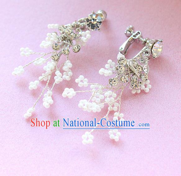 Top Grade Handmade Wedding Bride Accessories Earrings, Traditional Princess Wedding Long Tassel Pearl Eardrop for Women