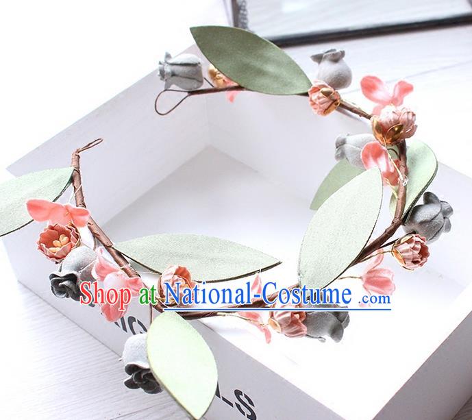 Top Grade Handmade Wedding Bride Hair Accessories Pink Flower Hair Clasp, Traditional Princess Baroque Hair Band for Women