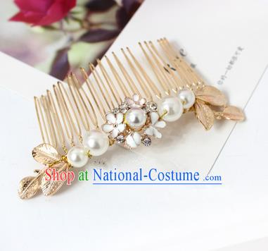 Top Grade Handmade Wedding Bride Hair Accessories Barrette, Traditional Princess Baroque Pearl Hair Comb Wedding Headpiece for Women