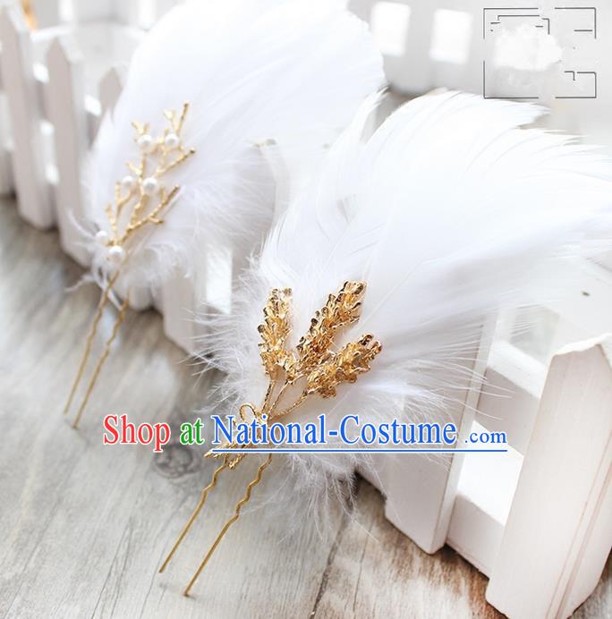 Top Grade Handmade Wedding Bride Hair Accessories Barrette, Traditional Princess Baroque Feather Hair Claw Wedding Headpiece for Women