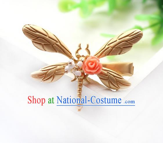 Top Grade Handmade Wedding Bride Hair Accessories Headwear, Traditional Princess Baroque Dragonfly Hair Claw Wedding Headpiece for Women