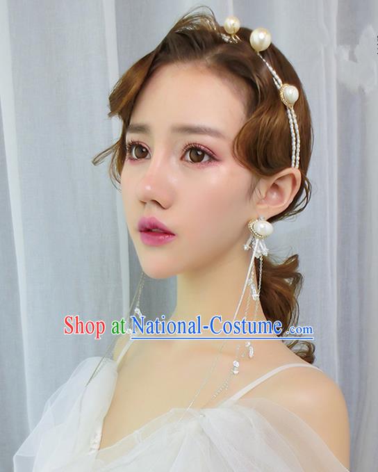 Top Grade Handmade Wedding Bride Hair Accessories Headwear, Traditional Princess Baroque Pearl Hair Clasp Wedding Headpiece for Women