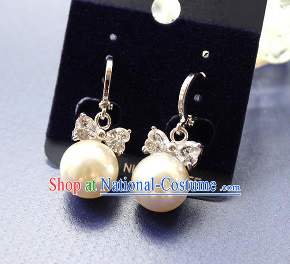 Top Grade Handmade Wedding Bride Accessories Pearl Earrings, Traditional Princess Baroque Ziron Wedding Eardrop for Women