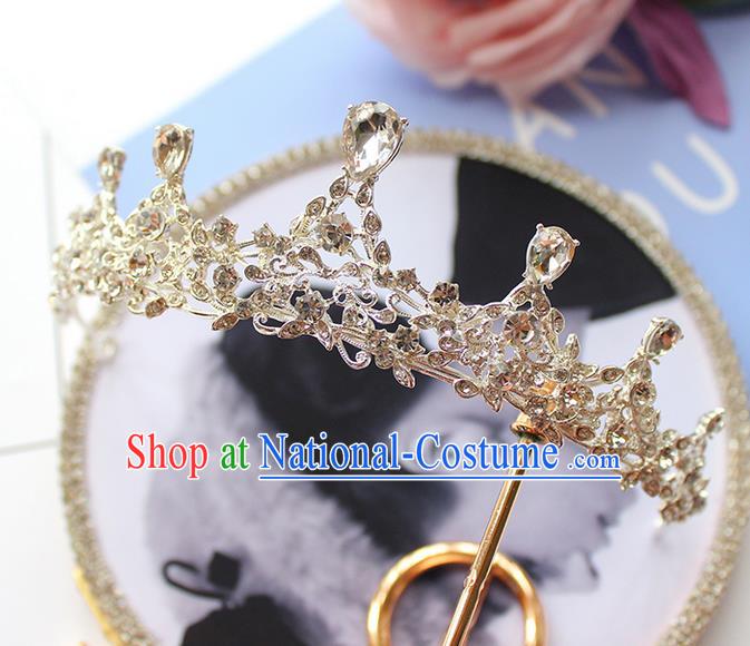 Top Grade Handmade Wedding Bride Hair Accessories Crystal Headwear, Traditional Baroque Queen Royal Crown Wedding Headpiece for Women