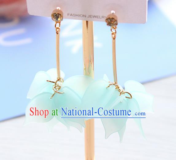 Top Grade Handmade Wedding Bride Earrings, Traditional Princess Baroque Blue Flowers Tassel Wedding Accessories Eardrop for Women