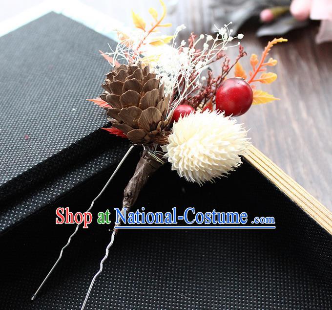 Top Grade Handmade Wedding Bride Hair Accessories Hairpin, Traditional Princess Wedding PineCones Headwear for Women