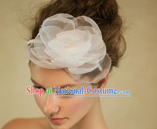 Top Grade Handmade Wedding Bride Hair Accessories Headwear, Traditional Princess Baroque Silk Flower Hair Clasp Headpiece for Women