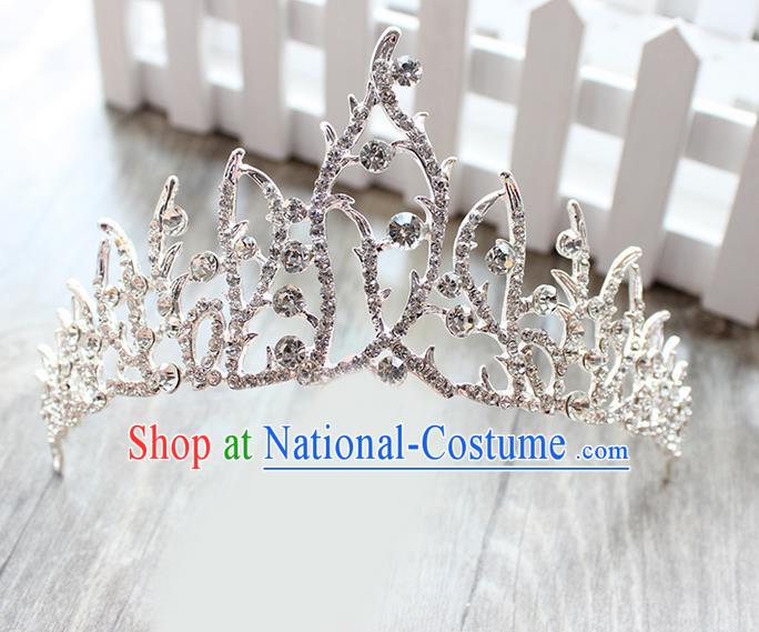 Top Grade Handmade Wedding Bride Hair Accessories, Traditional Baroque Queen Royal Crown Wedding Headpiece for Women