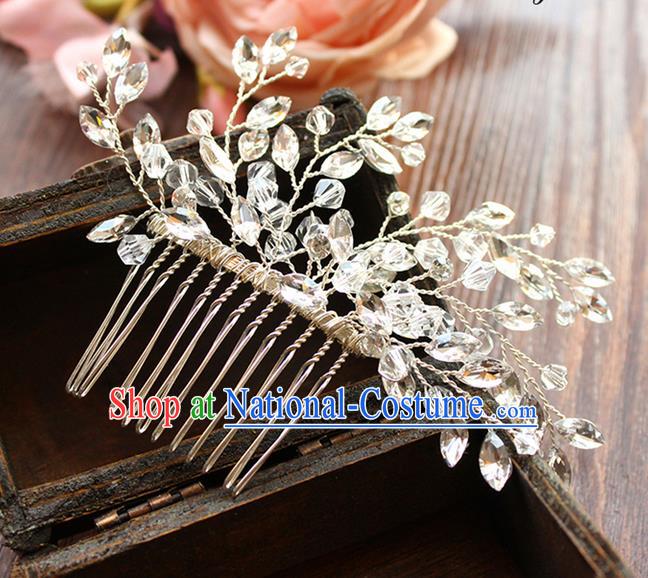 Top Grade Handmade Wedding Bride Hair Accessories Headwear, Traditional Princess Crystal Wedding Headpiece Hair Comb Jewelry for Women