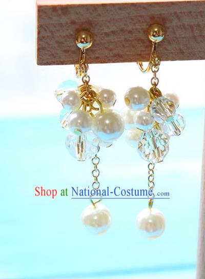 Top Grade Handmade China Wedding Bride Accessories Pearl Tassel Earrings, Traditional Princess Wedding Eardrop for Women