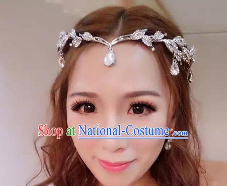 Top Grade Handmade Wedding Bride Hair Accessories Forehead Ornament, Traditional Princess Wedding Crystal Headwear for Women