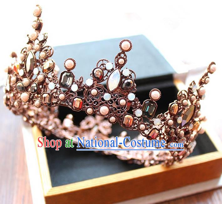 Top Grade Handmade Wedding Bride Hair Accessories Luxury Queen Crown, Traditional Baroque Princess Crystal Royal Crown Wedding Headwear for Women