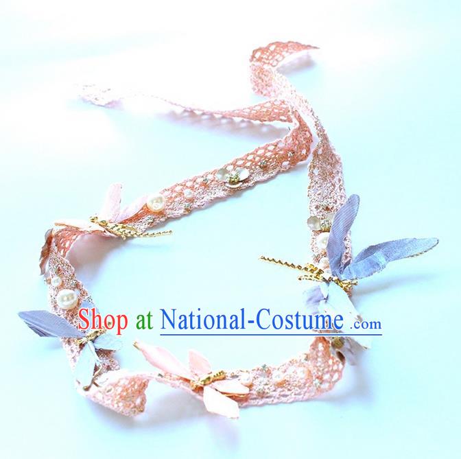 Top Grade Handmade Wedding Bride Hair Accessories Hair Clasp, Traditional Princess Wedding Pearl Lace Hair Band Headwear for Women