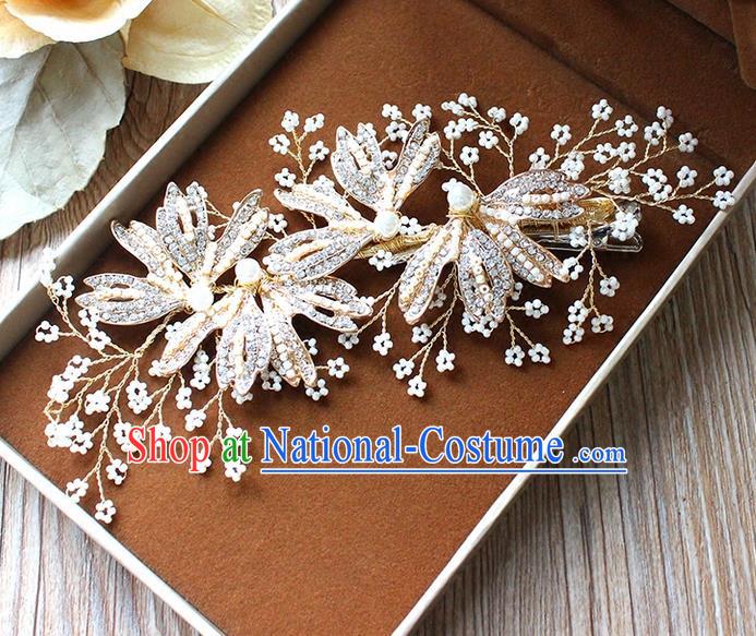 Top Grade Handmade Wedding Bride Hair Accessories Beads Hair Clasp, Traditional Princess Wedding Pearl Hair Stick Headwear for Women