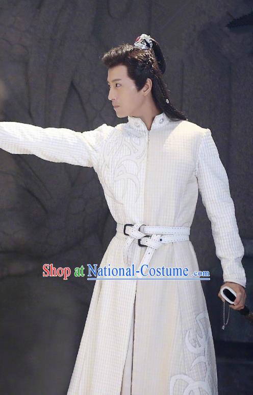 Traditional Chinese Ancient Tang Dynasty Swordsman Costumes and Handmade Headpiece Complete Set, Fighter of the Destiny Prince Hanfu Clothing for Men