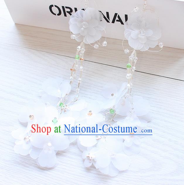 Top Grade Handmade China Wedding Bride Accessories Flowers Earrings, Traditional Princess Wedding Tassel Earbob Jewelry for Women