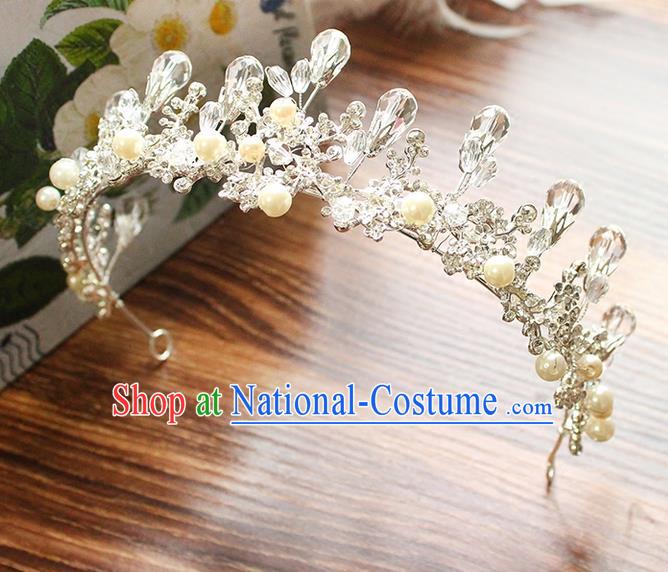 Top Grade Handmade Wedding Hair Accessories Bride Crystal Hair Clasp, Traditional Baroque Princess Royal Crown Wedding Headwear for Women