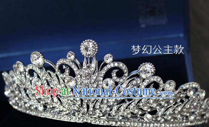 Top Grade Handmade Wedding Hair Accessories Bride Crystal Hair Crown, Traditional Baroque Princess Royal Crown Wedding Headwear for Women