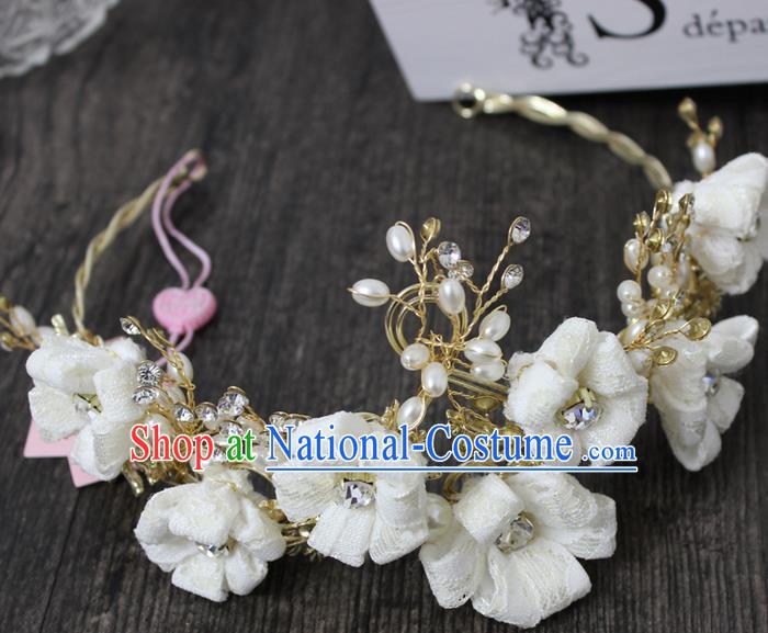 Top Grade Handmade Wedding Bride Hair Accessories Linen Flowers Hair Clasp, Traditional Princess Baroque Hair Clips Headpiece for Women