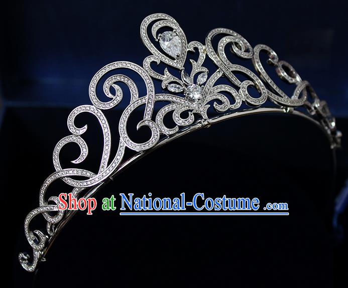 Top Grade Handmade Wedding Hair Accessories Bride Crystal Hair Crown, Traditional Baroque Princess Zircon Royal Crown Wedding Headwear for Women