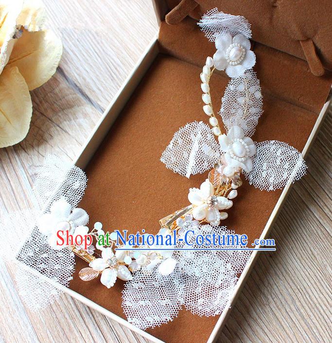 Top Grade Handmade Wedding Bride Hair Accessories Pearl Headwear, Traditional Princess Baroque Hair Stick Headpiece Hair Clasp for Women