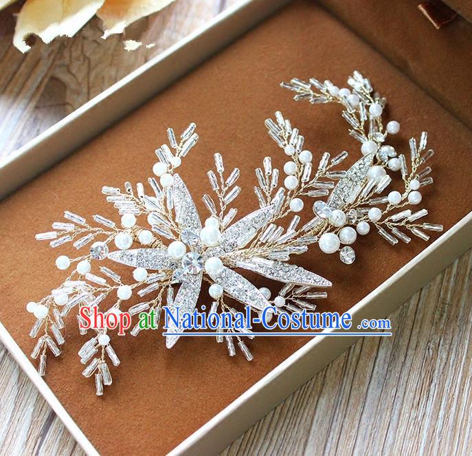 Top Grade Handmade Wedding Bride Hair Accessories Crystal Headwear, Traditional Princess Baroque Hair Stick Headpiece Hair Clips for Women