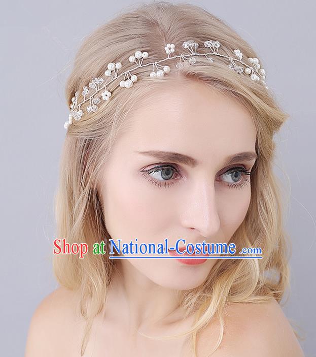 Top Grade Handmade Wedding Bride Hair Accessories Pearl Headband, Traditional Princess Baroque Hair Clasp Headpiece for Women