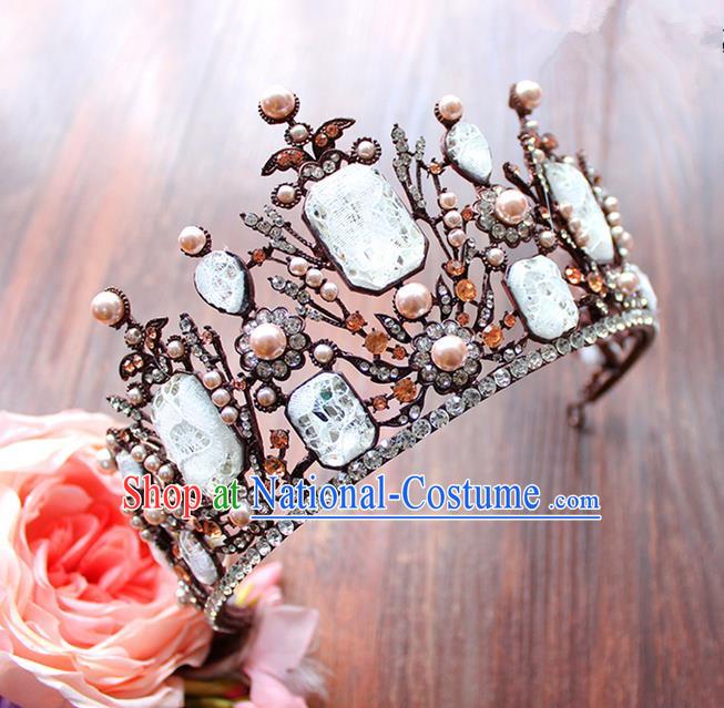 Top Grade Handmade Wedding Hair Accessories Bride Luxury Queen Crown, Traditional Baroque Crystal Royal Crown Wedding Headwear for Women