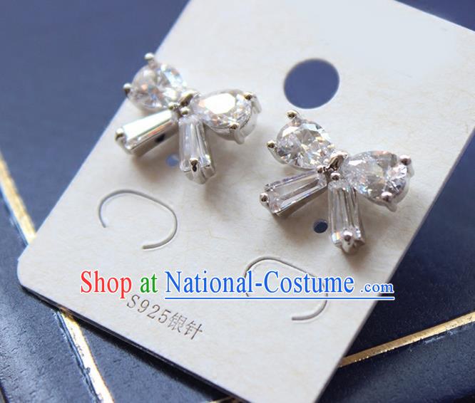 Top Grade Handmade China Wedding Bride Accessories Bowknot Earrings, Traditional Princess Wedding Crystal Earbob Jewelry for Women