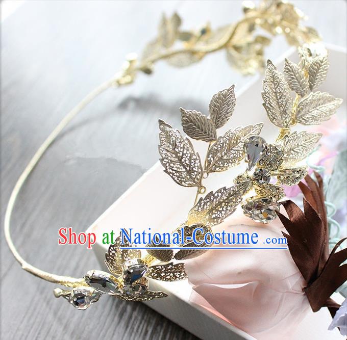 Top Grade Handmade Wedding Bride Hair Accessories Olive Branch Hair Clasp, Traditional Princess Baroque Headband Headpiece for Women