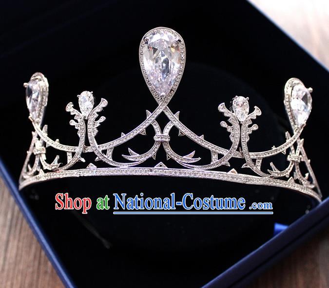 Top Grade Handmade Wedding Hair Accessories Bride Vintage Crown, Traditional Baroque Queen Crystal Royal Crown Wedding Headwear for Women