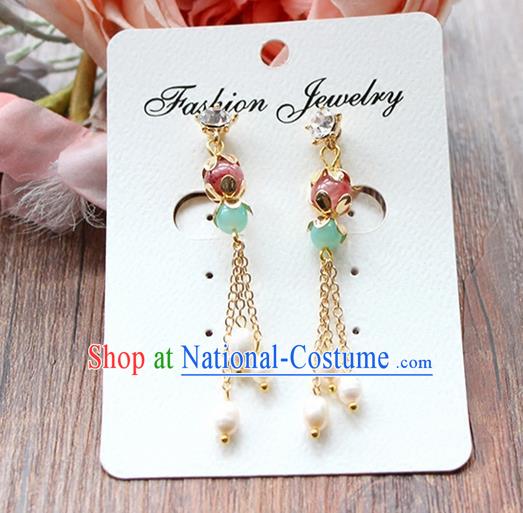 Top Grade Handmade China Wedding Bride Accessories Earrings, Traditional Princess Wedding Xiuhe Suit Tassel Eardrop Jewelry for Women