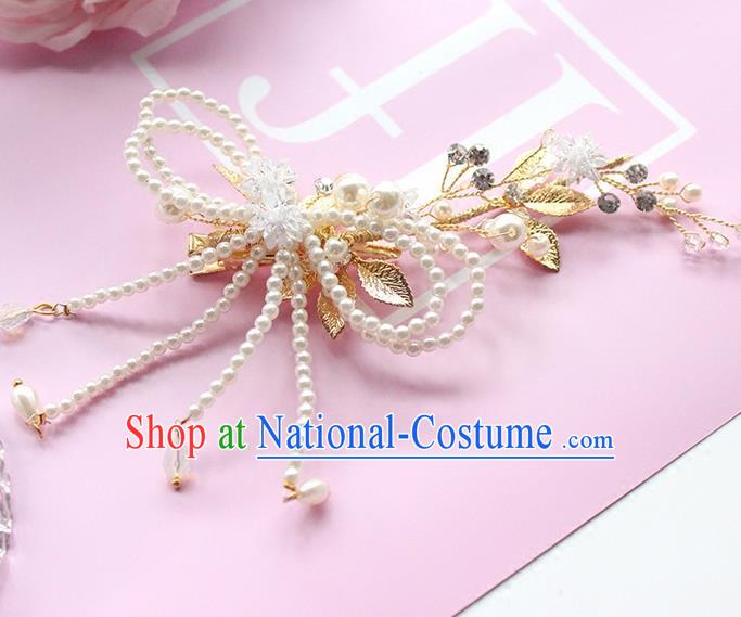 Top Grade Handmade Wedding Bride Hair Accessories Beads Hair Claw, Traditional Princess Baroque Pearl Hair Sticks Headpiece for Women