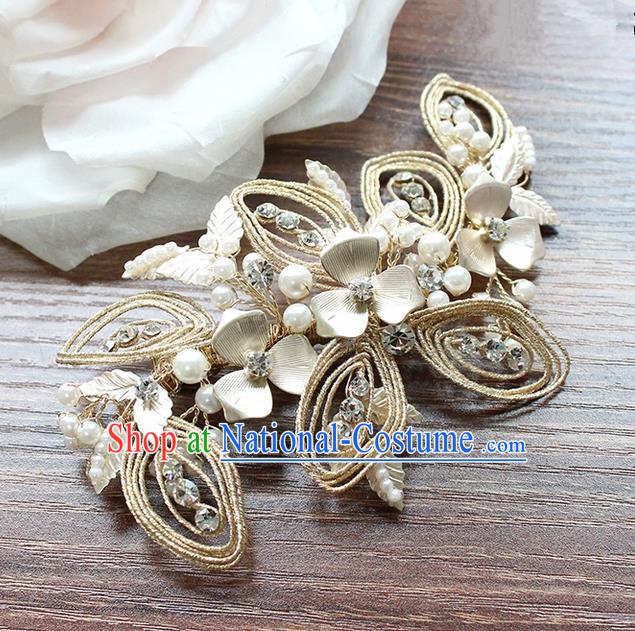 Top Grade Handmade Wedding Bride Hair Accessories Flowers Hair Claw, Traditional Princess Baroque Crystal Hair Stick Headpiece for Women