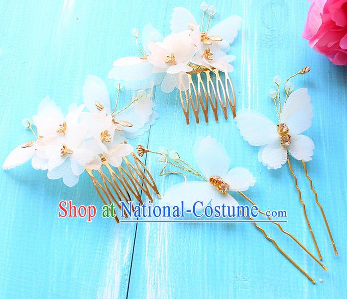 Top Grade Handmade Wedding Bride Hair Accessories Flowers Headband Hairpin, Traditional Princess Baroque Hair Comb Headpiece for Women