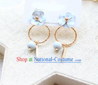 Top Grade Handmade China Wedding Bride Accessories Pearl Earrings, Traditional Princess Wedding Blue Bowknot Eardrop Jewelry for Women