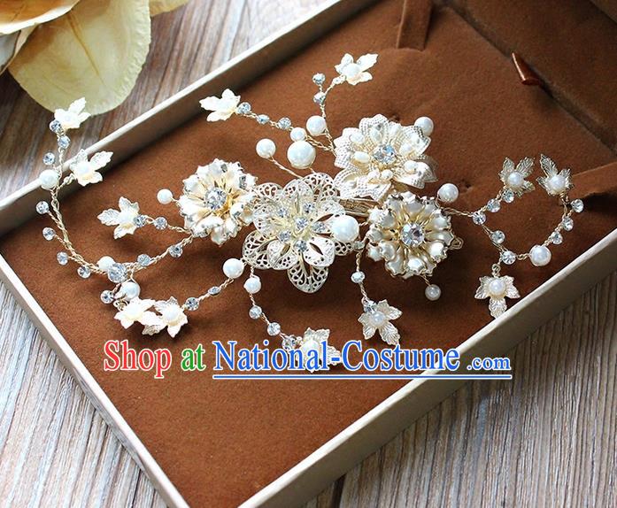 Top Grade Handmade Wedding Bride Hair Accessories Crystal Hairpin Hair Claw, Traditional Princess Baroque Pearl Hair Stick Headpiece for Women