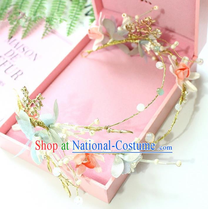 Top Grade Handmade Wedding Bride Hair Accessories Flower Headband, Traditional Princess Baroque Hair Clasp Headpiece for Women