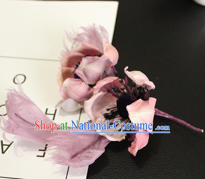 Top Grade Handmade Wedding Bride Hair Accessories Purple Flower Hairpin, Traditional Princess Baroque Hair Stick Headpiece for Women