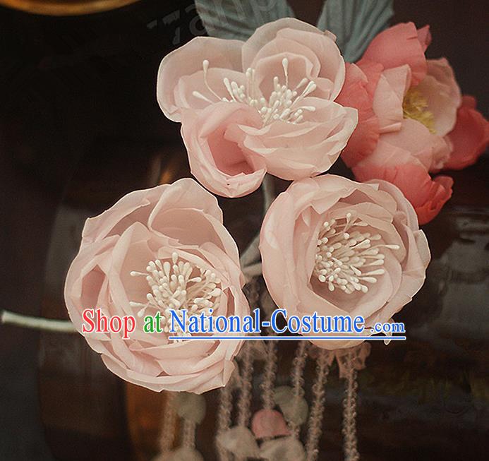 Top Grade Handmade Wedding Bride Hair Accessories Pink Flower Hair Clasp, Traditional Princess Baroque Hair Clip Headpiece for Women