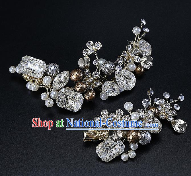 Top Grade Handmade Wedding Bride Hair Accessories Crystal Hair Claw, Traditional Princess Baroque Hair Stick Headband Headpiece for Women