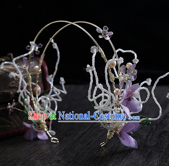 Top Grade Handmade Wedding Bride Hair Accessories Hair Clasp, Traditional Princess Baroque Flowers Hair Clip Headpiece for Women