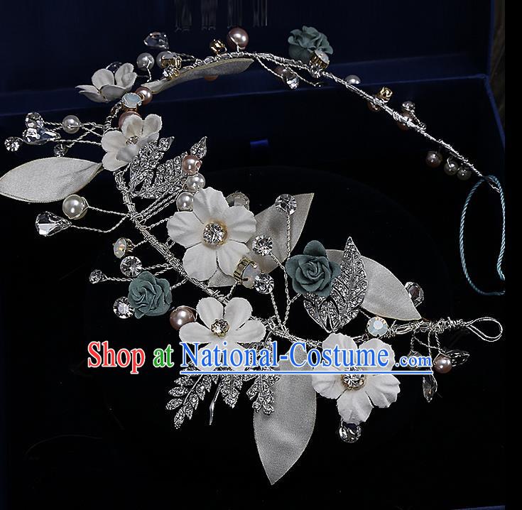 Top Grade Handmade Wedding Bride Hair Accessories Princess Flowers Hair Clasp, Traditional Baroque Hair Clip Headband Headpiece for Women